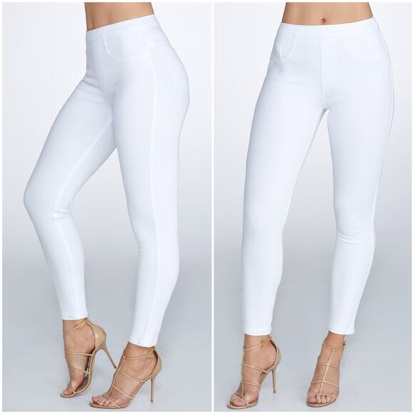 SPANX Jean-ish Ankle Leggings White size L Preppy Resortwear - Picture 16 of 16